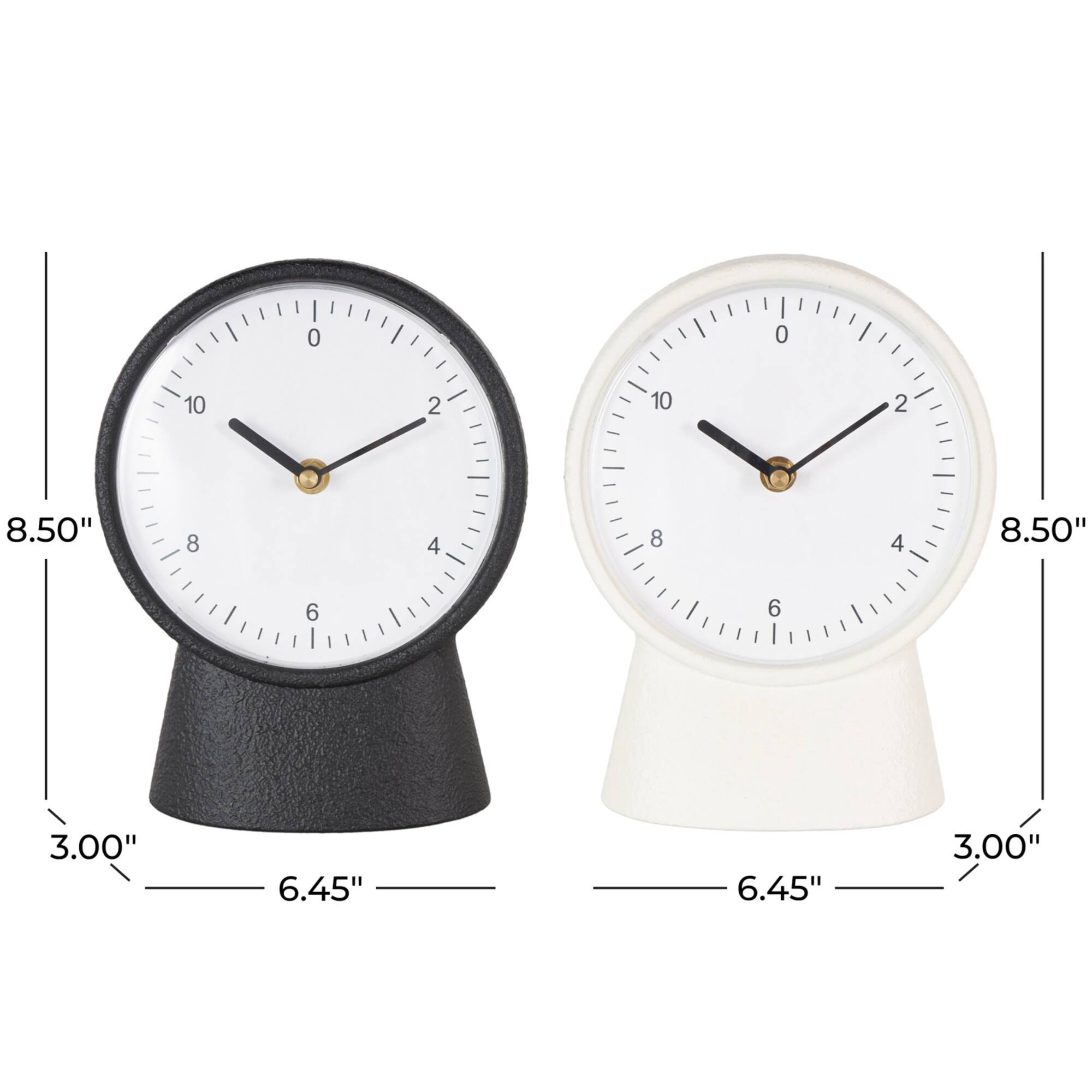 Black & White Metal Textured Decorative Clock Set